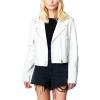 [BLANKNYC] womens Luxury Clothing Vegan Leather Moto Jacket With Zipper Pocket Detail, Comfortable & Stylish Coat(Ice Breaker)