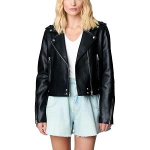 [BLANKNYC] womens Luxury Clothing Vegan Leather Moto Jacket With Zipper Pocket Detail, Comfortable & Stylish Coat(First Ever)
