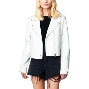 [BLANKNYC] womens Luxury Clothing Vegan Leather Moto Jacket With Zipper Pocket Detail, Comfortable & Stylish Coat(Ice Breaker)