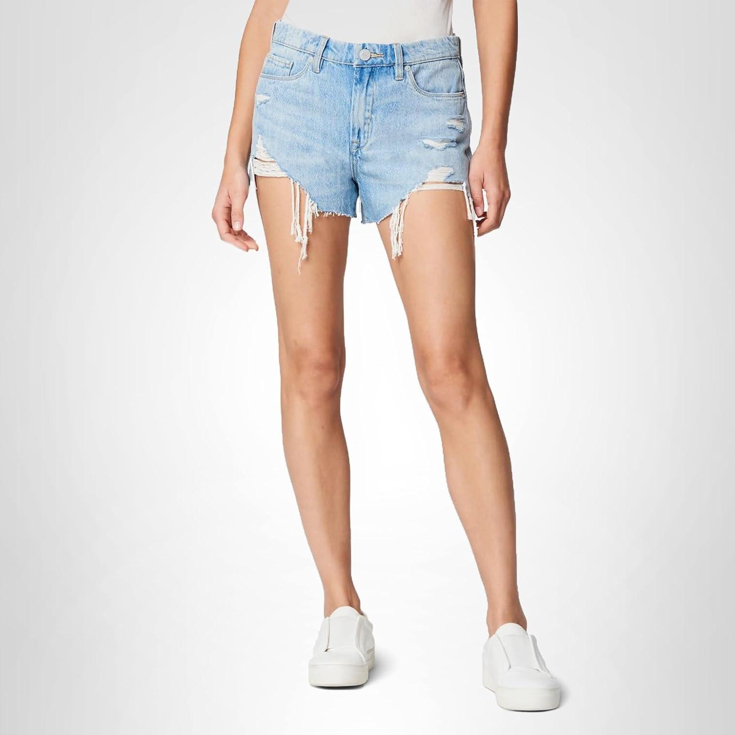 image:imageBLANKNYC Womens Distresed High Rise Cut Off Denim Short Comfortable amp StylishAdrenaline Rush