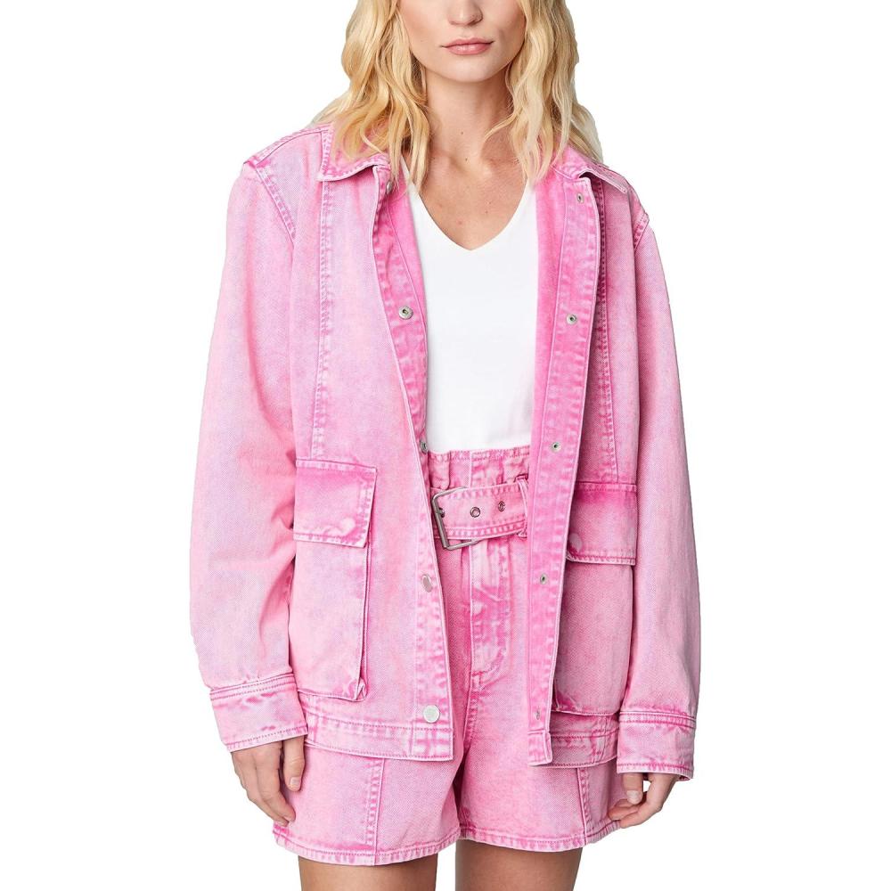 image:imageBLANKNYC Womens Luxury Clothing 100 Percent Cotton Jacket Shacket Comfortable amp StylishRaspberry Sorbet