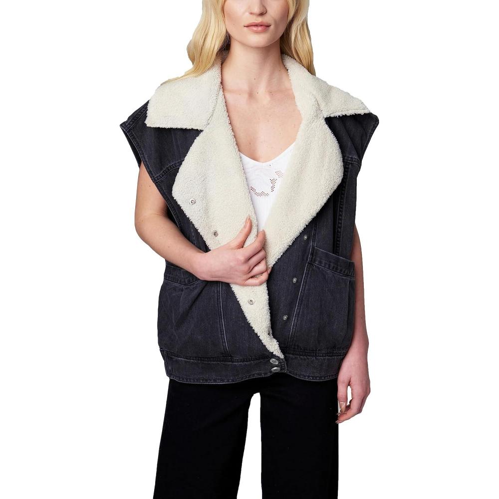 image:imageBLANKNYC Womens Luxury Clothing Denim and Sherpa Oversized Vest Comfortable amp StylishAll Ninghter