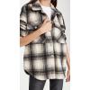 [BLANKNYC] womens Luxury Clothing Oversized Snap Front Plaid Shirt, Comfortable & Casual Jacket Shacket(Checked Out)