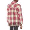 [BLANKNYC] womens Luxury Clothing Oversized Snap Front Plaid Shirt, Comfortable & Casual Jacket Shacket(Woodstock)