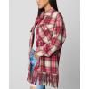 [BLANKNYC] womens Luxury Clothing Oversized Snap Front Plaid Shirt, Comfortable & Casual Jacket Shacket(Woodstock)