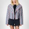 [BLANKNYC] womens Luxury Clothing Printed Cotton Jacket, Comfortable & Stylish Coat(Open Sky)