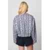 [BLANKNYC] womens Luxury Clothing Printed Cotton Jacket, Comfortable & Stylish Coat(Open Sky)