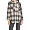 [BLANKNYC] womens Luxury Clothing Oversized Snap Front Plaid Shirt, Comfortable & Casual Jacket Shacket(Checked Out)