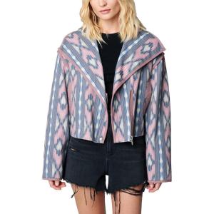 [BLANKNYC] womens Luxury Clothing Printed Cotton Jacket, Comfortable & Stylish Coat(Open Sky)