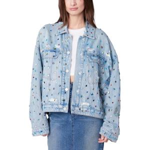 [BLANKNYC] womens Oversized Sustainable Multi Color Embellished Denim Trucker(Cold Gem)