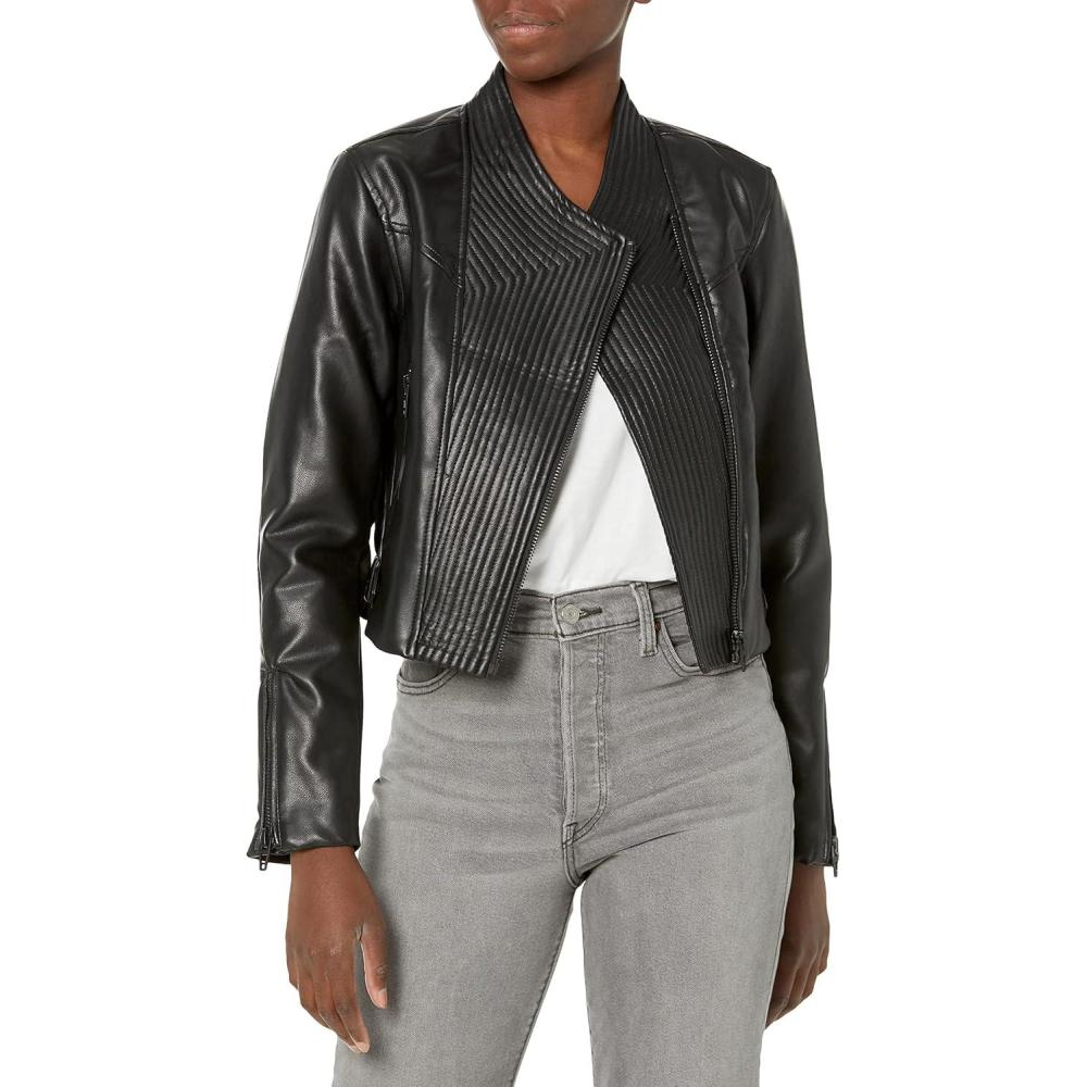 image:imageBLANKNYC Womens Quilted Detail Moto JacketBlack