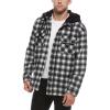 [BLANKNYC] mens Men’s Hooded Plaid Shirt Jacket in Billingsgate, Comfortable & Designer Clothing(Black/White)