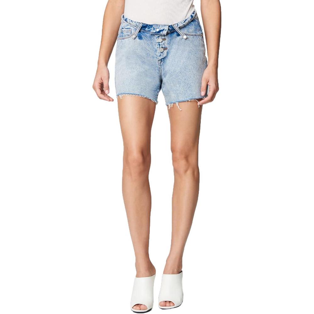 image:imageBLANKNYC Womens Denim Mom Short with Fold Over Waist Detail Comfortable amp StylishLets Roll