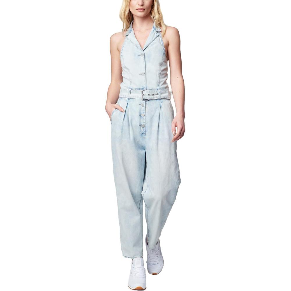 image:imageBLANKNYC womens Luxury Clothing Denim Halter Neck Jumpsuit With Belt Comfortable amp StylishCall My Name