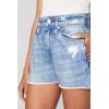 [BLANKNYC] Womens Luxury Clothing French Terry Printed Denim Short, Comfortable & Stylish, Yes Please, X-Small