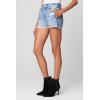 [BLANKNYC] Womens Luxury Clothing French Terry Printed Denim Short, Comfortable & Stylish, Yes Please, X-Small