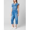 [BLANKNYC] womens Sleeveless Denim Jumpsuit With Self Belt, Comfortable & Stylish Jumper(Puffed Up)