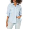 [BLANKNYC] Womens Luxury Clothing Oversized Stripe Collared Shirt, Comfortable & Stylish(Blue Sky)