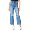 [BLANKNYC] Womens Sustainable High Rise Straight Leg Ripped Jeans, Stylish & Comfortable Pants(Wildflower)
