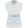 [BLANKNYC] girls Luxury Clothing Acid Denim Shorts Sleeve Romper With Patch Pockets, Comfortable & Stylish(Time Zone)
