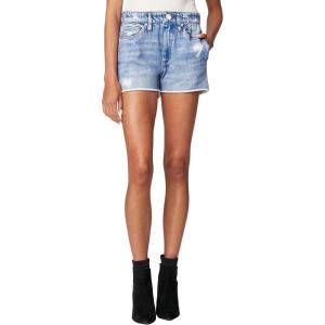 [BLANKNYC] Womens Luxury Clothing French Terry Printed Denim Short, Comfortable & Stylish, Yes Please, X-Small