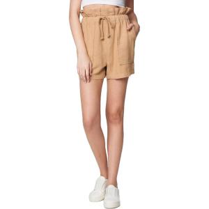 [BLANKNYC] Womens Textured Linen Drawstring Paperbag Shorts, Comfortable & Stylish(Incense)