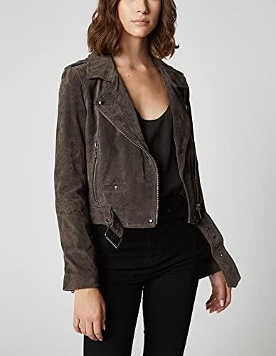 image:imageBLANKNYC womens Luxury Clothing Cropped Suede Leather Motorcycle JacketFrench Grey
