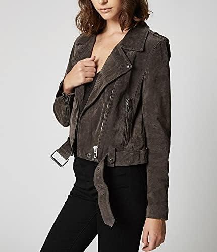 image:imageBLANKNYC womens Luxury Clothing Cropped Suede Leather Motorcycle JacketFrench Grey