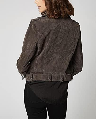 image:imageBLANKNYC womens Luxury Clothing Cropped Suede Leather Motorcycle JacketFrench Grey