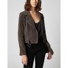 [BLANKNYC] womens Luxury Clothing Cropped Suede Leather Motorcycle Jacket(French Grey)