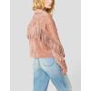 [BLANKNYC] Womens Luxury Clothing Faux Suede Fringe Shirt Jacket, Comfortable & Stylish Coat, Dusty Rose, Medium