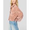[BLANKNYC] Womens Luxury Clothing Faux Suede Fringe Shirt Jacket, Comfortable & Stylish Coat, Dusty Rose, X-Small