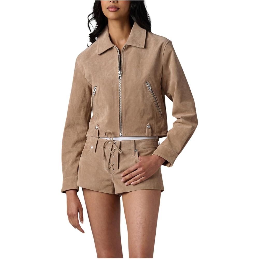 image:imageBLANKNYC Womens Latte Frappe Real Suede JacketBeige