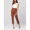 [BLANKNYC] Women’s Luxury Clothing Faux Suede Paperbag Self Belt Pant, Comfortable & Stylish(Mocha Brownie)