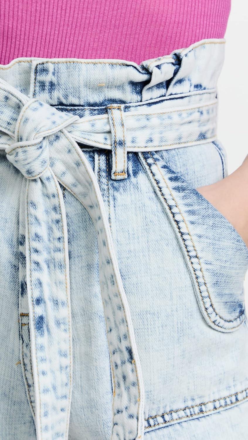 image:imageBLANKNYC Womens Pleated Denim Paper Bag Cuffed Shorts with Self Belt Stylish amp Designer ClothingTime Zone