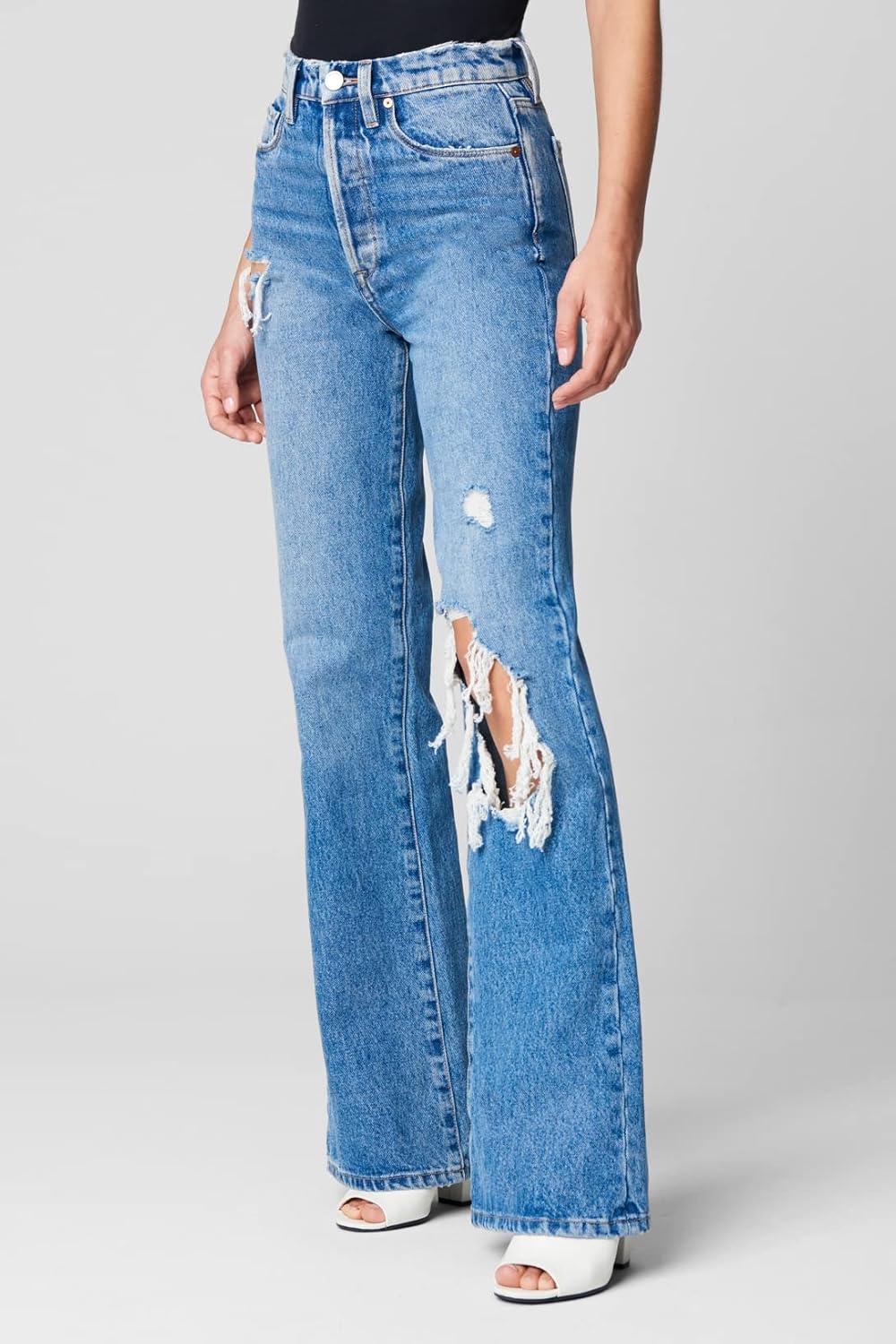 image:imageBLANKNYC Womens Wide Leg Longer Inseam Denim Jean with Rips Comfortable Pants amp Designer ClothingCruise Control