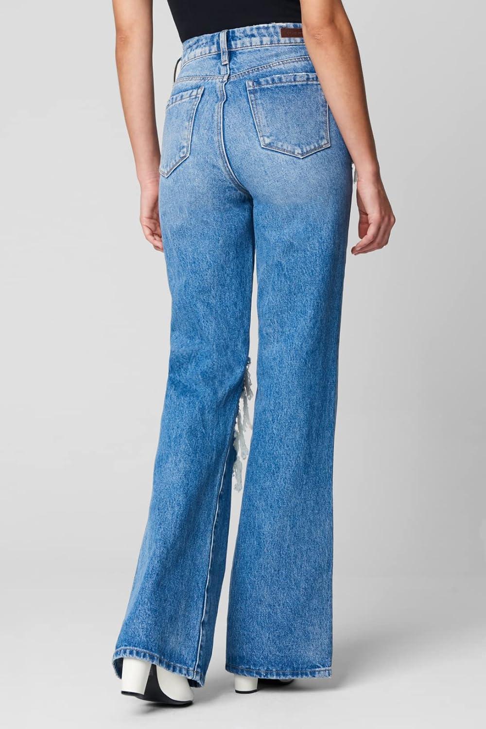 image:imageBLANKNYC Womens Wide Leg Longer Inseam Denim Jean with Rips Comfortable Pants amp Designer ClothingCruise Control