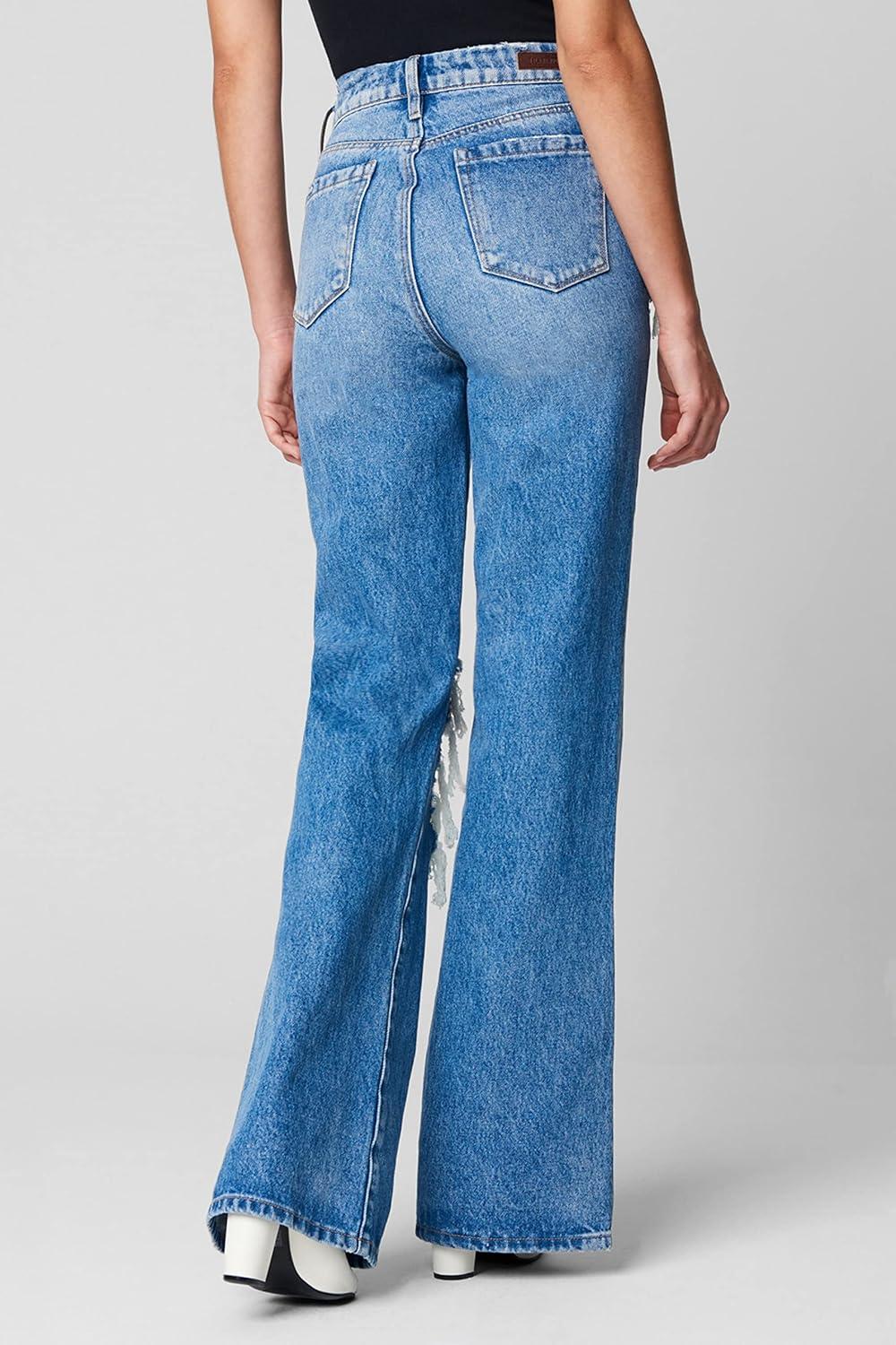 image:imageBLANKNYC Womens Wide Leg Longer Inseam Denim Jean with RipsCruise Control