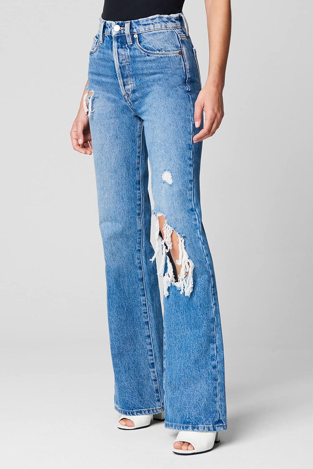 image:imageBLANKNYC Womens Wide Leg Longer Inseam Denim Jean with RipsCruise Control