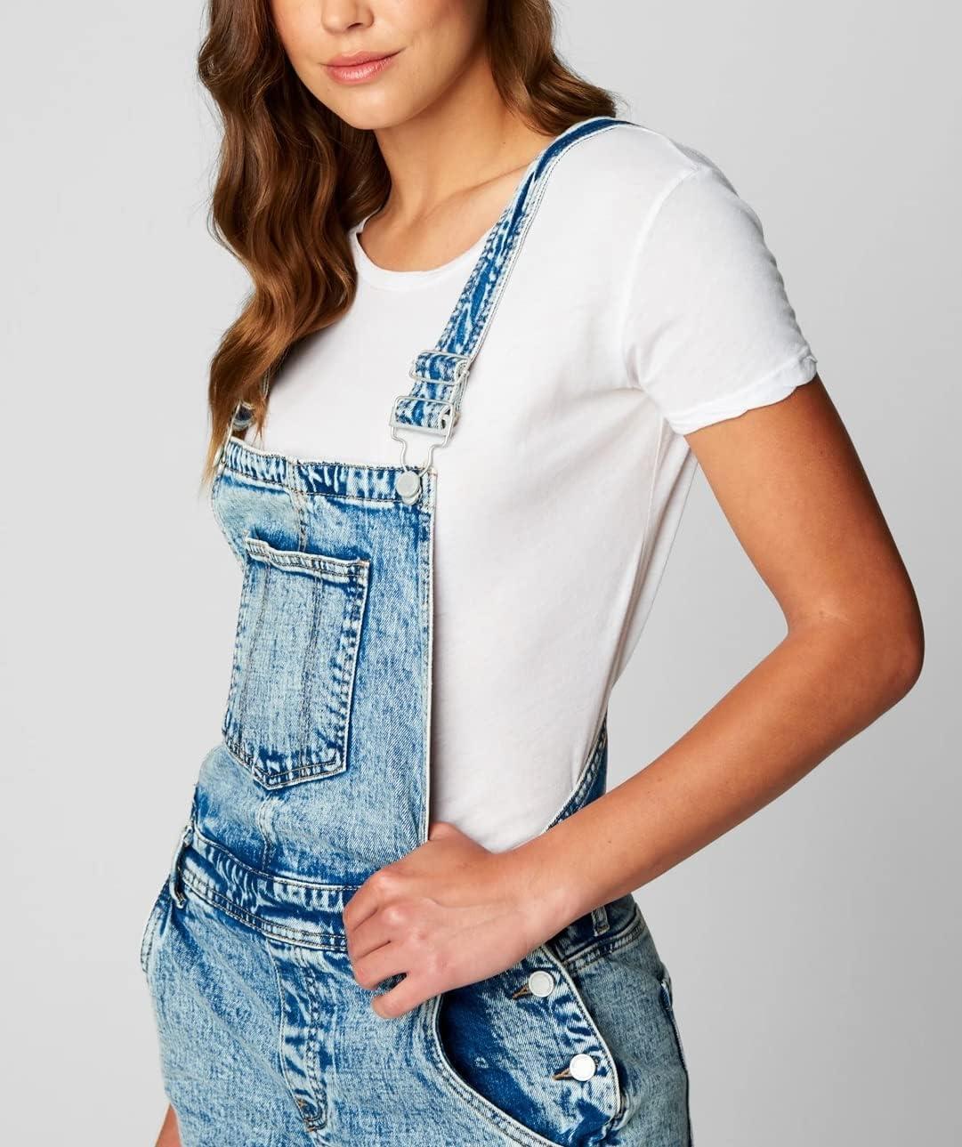image:imageBLANKNYC womens Luxury Clothing Denim Straight Leg Overall With Knee Rips Comfortable amp StylishKnees Weak