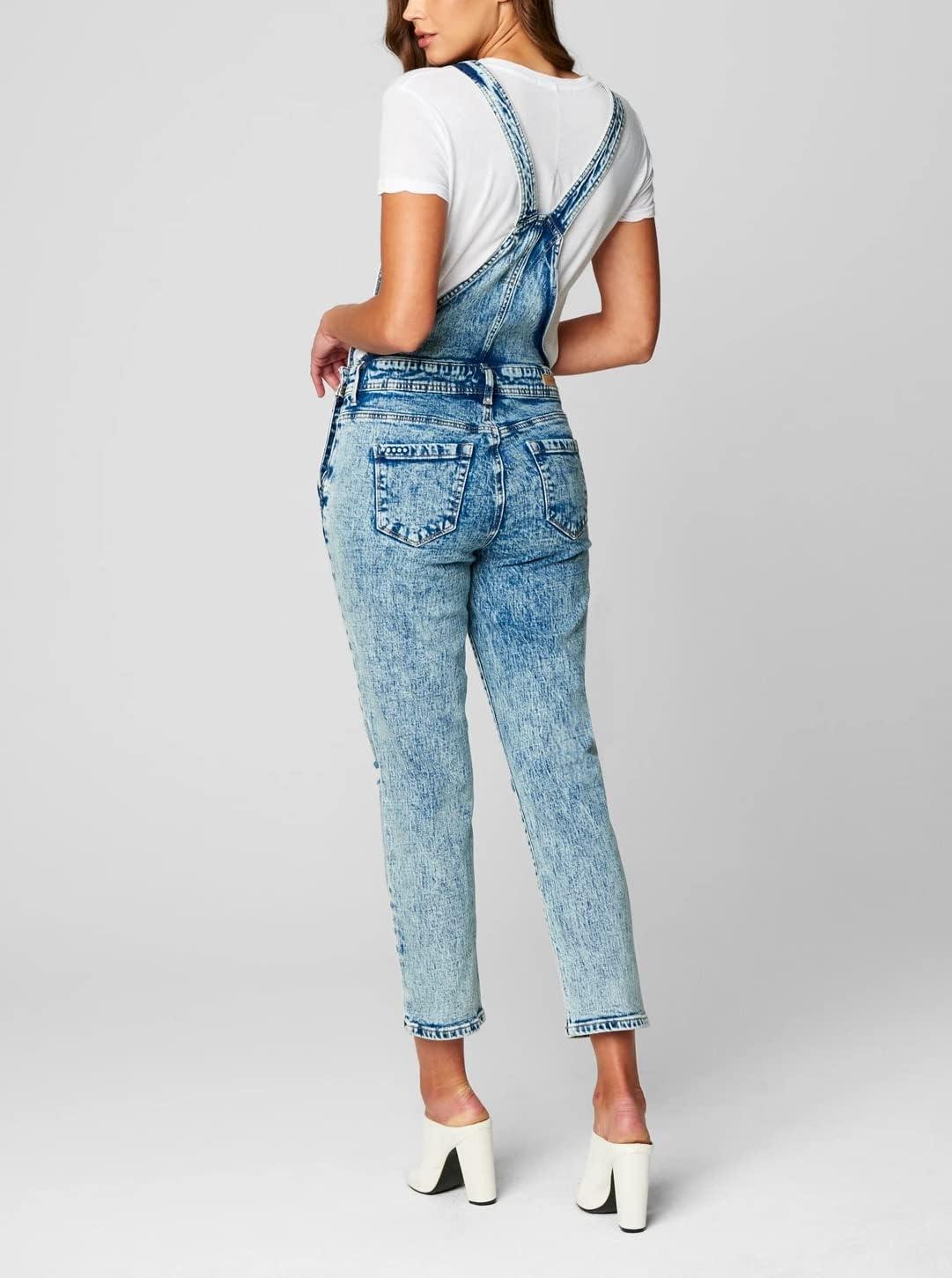 image:imageBLANKNYC womens Luxury Clothing Denim Straight Leg Overall With Knee Rips Comfortable amp StylishKnees Weak