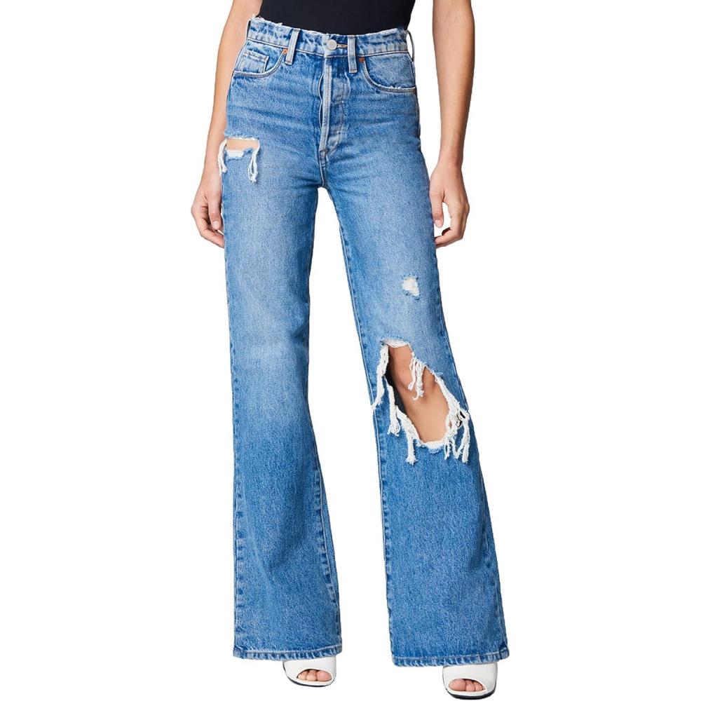 image:imageBLANKNYC Womens Wide Leg Longer Inseam Denim Jean with RipsCruise Control