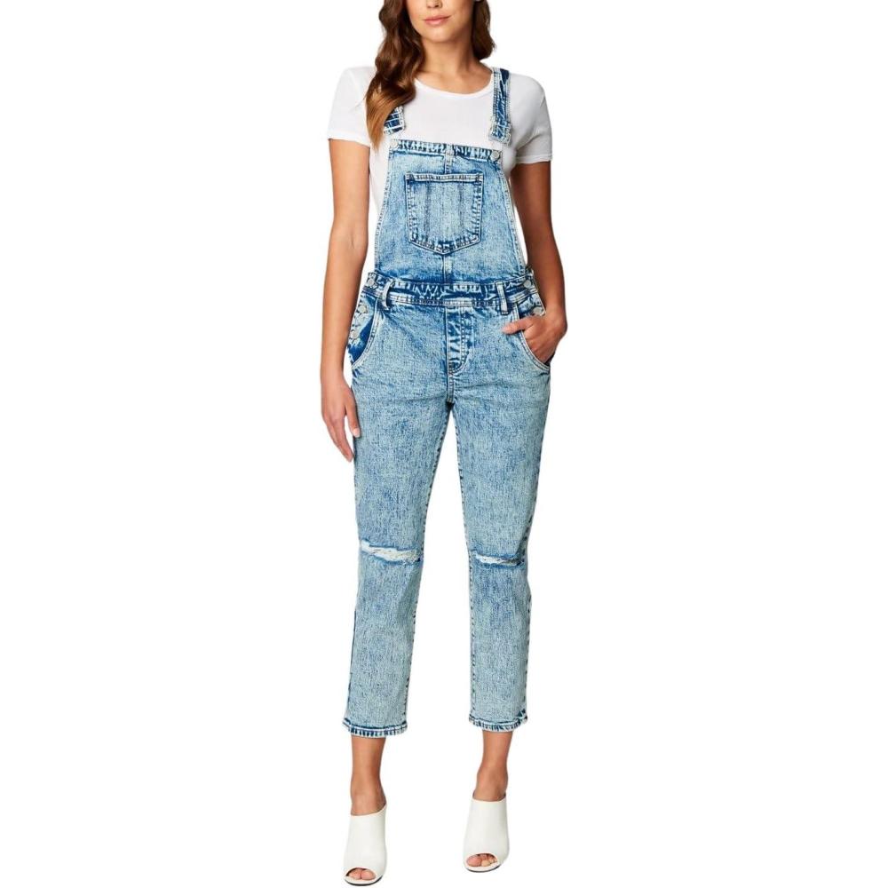 image:imageBLANKNYC womens Luxury Clothing Denim Straight Leg Overall With Knee Rips Comfortable amp StylishKnees Weak