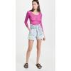 [BLANKNYC] Womens Pleated Denim Paper Bag Cuffed Shorts with Self Belt, Stylish & Designer Clothing(Time Zone)