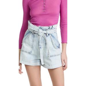 [BLANKNYC] Womens Pleated Denim Paper Bag Cuffed Shorts with Self Belt, Stylish & Designer Clothing(Time Zone)