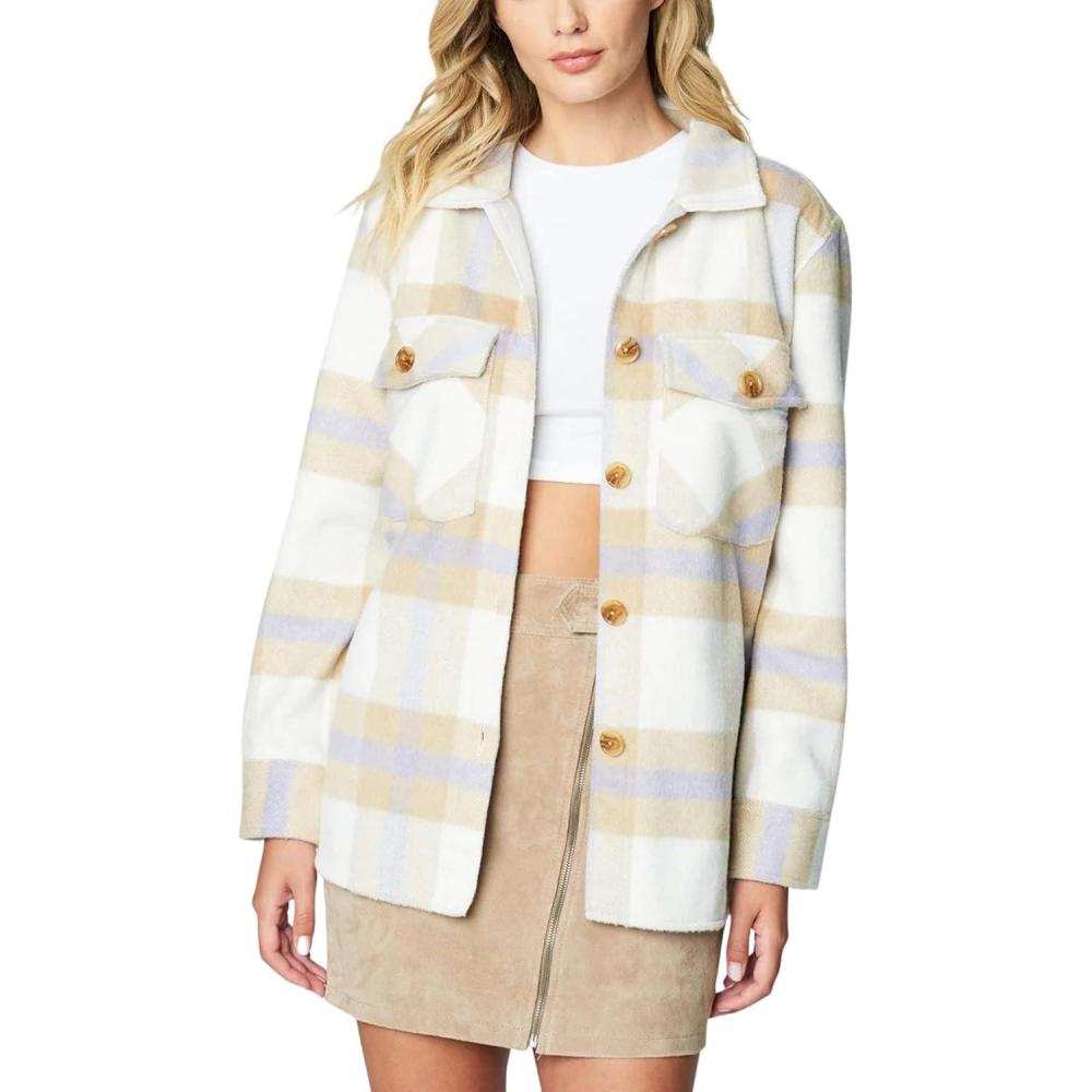 image:imageBLANKNYC Womens Luxury Clothing Plaid Shirt Jacket Stylish Shacket amp Trendy CoatTrail Blazer
