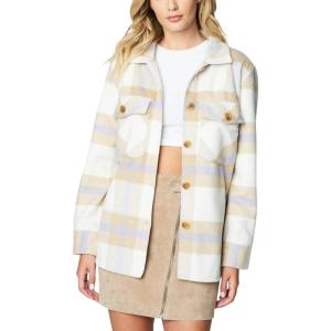 [BLANKNYC] Women’s Luxury Clothing Plaid Shirt Jacket, Stylish Shacket & Trendy Coat(Trail Blazer)