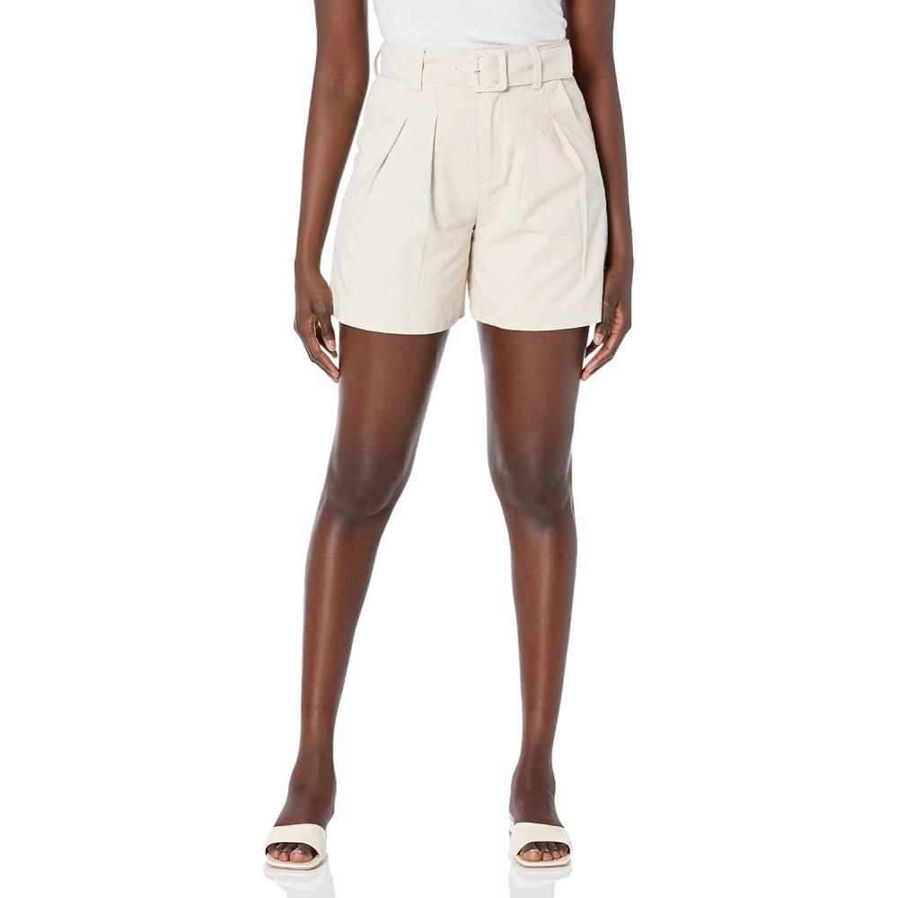 image:imageBLANKNYC Womens Linen Tailored ShortBleached Sand