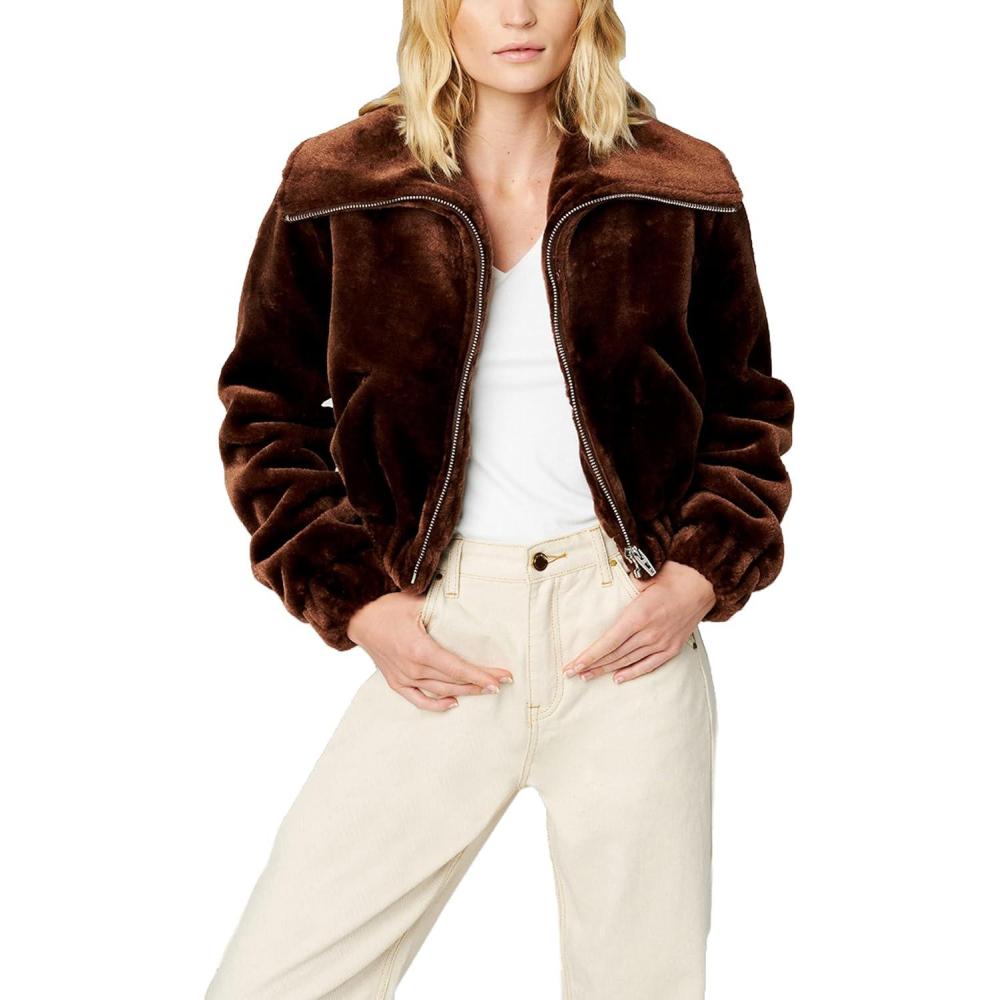 image:imageBLANKNYC Womens Luxury Clothing Faux Fur Cropped Bomber Jacket Comfortable amp Stylish CoatSelf Care