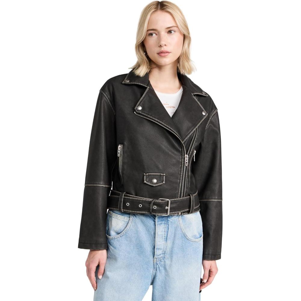 image:imageBLANKNYC Womens Vegan Leather Moto Jacket with BeltAlist
